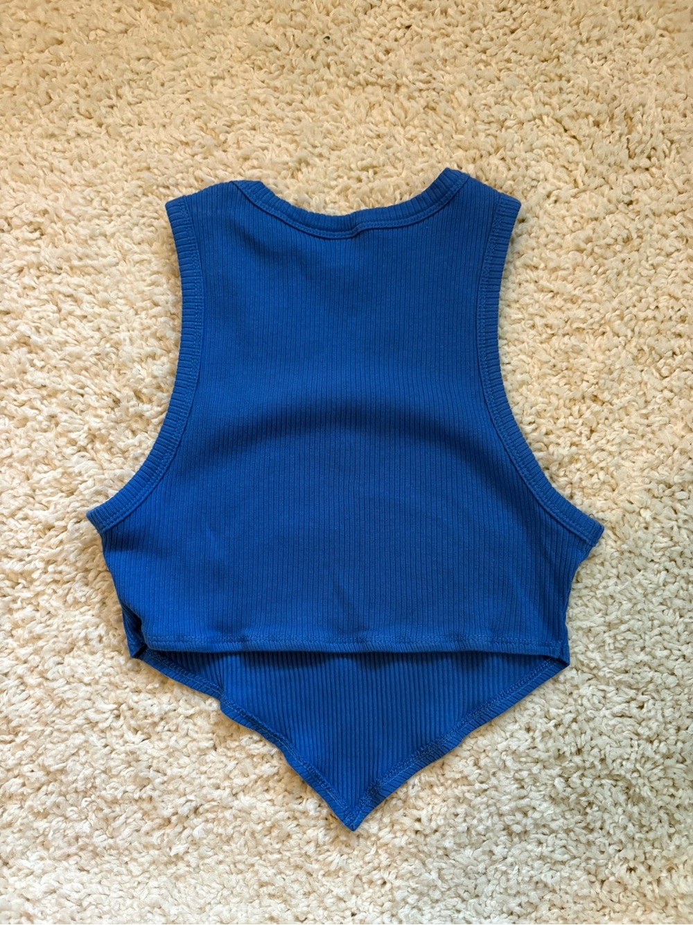 SHEIN Blue Pointed-Hem Ribbed Tank - Picture 3 of 3